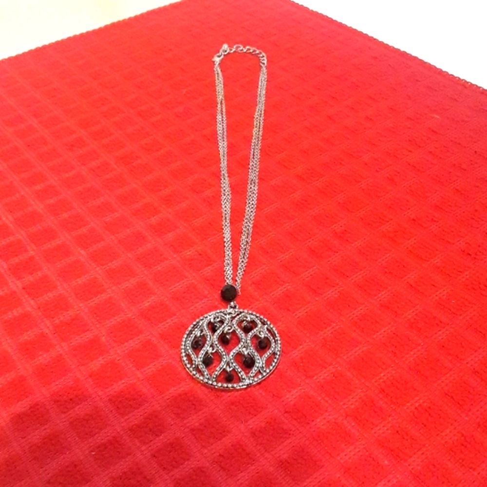 Silvertone Triple Chain Necklace